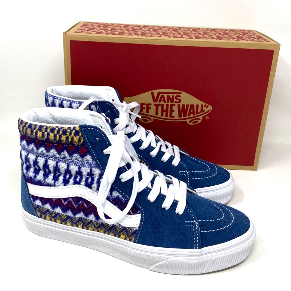 VANS Sk8-Hi Blue Multicolor Women's Suede Canvas Shoes Sneakers Size VN0A7Q5NBER - Picture 6 of 10